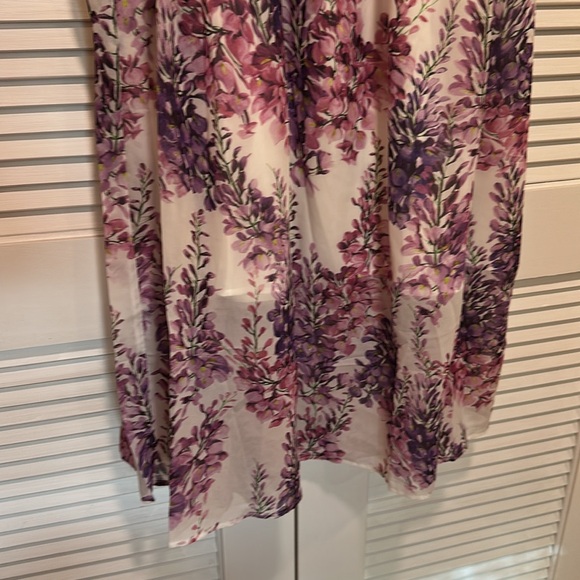 Floral Long Sleeve Maxi Dress & Scarf - Pink and Purple Chiffon - Picture 4 of 14